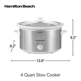 Hamilton Beach 4-quart capacity fits family dinners and weeknight meals.