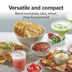 Hamilton Beach Stack & Snap 4-cup bowl demonstrates leak-proof design for spill-free processing