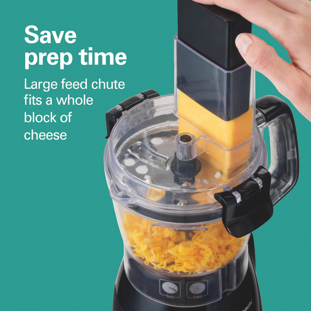 Hamilton Beach lid clips secure the bowl for mess-free operation