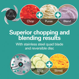 Hamilton Beach quad-blade stainless steel cutting system for precise chopping and blending
