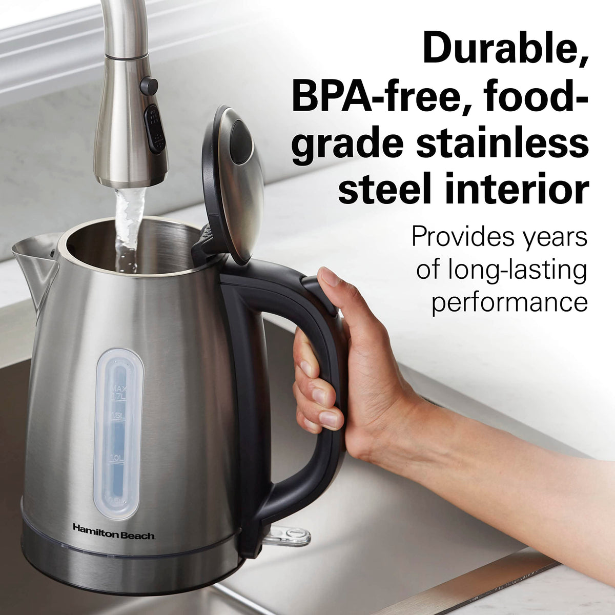 Hamilton Beach stainless interior offers durable, easy-to-clean performance.