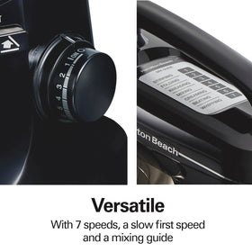 Seven speeds with slow start for controlled mixing.