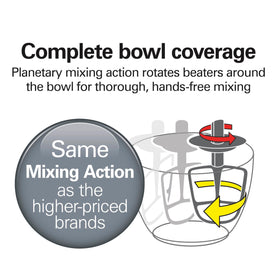 Flat beater blends batters evenly with 300 watt power.