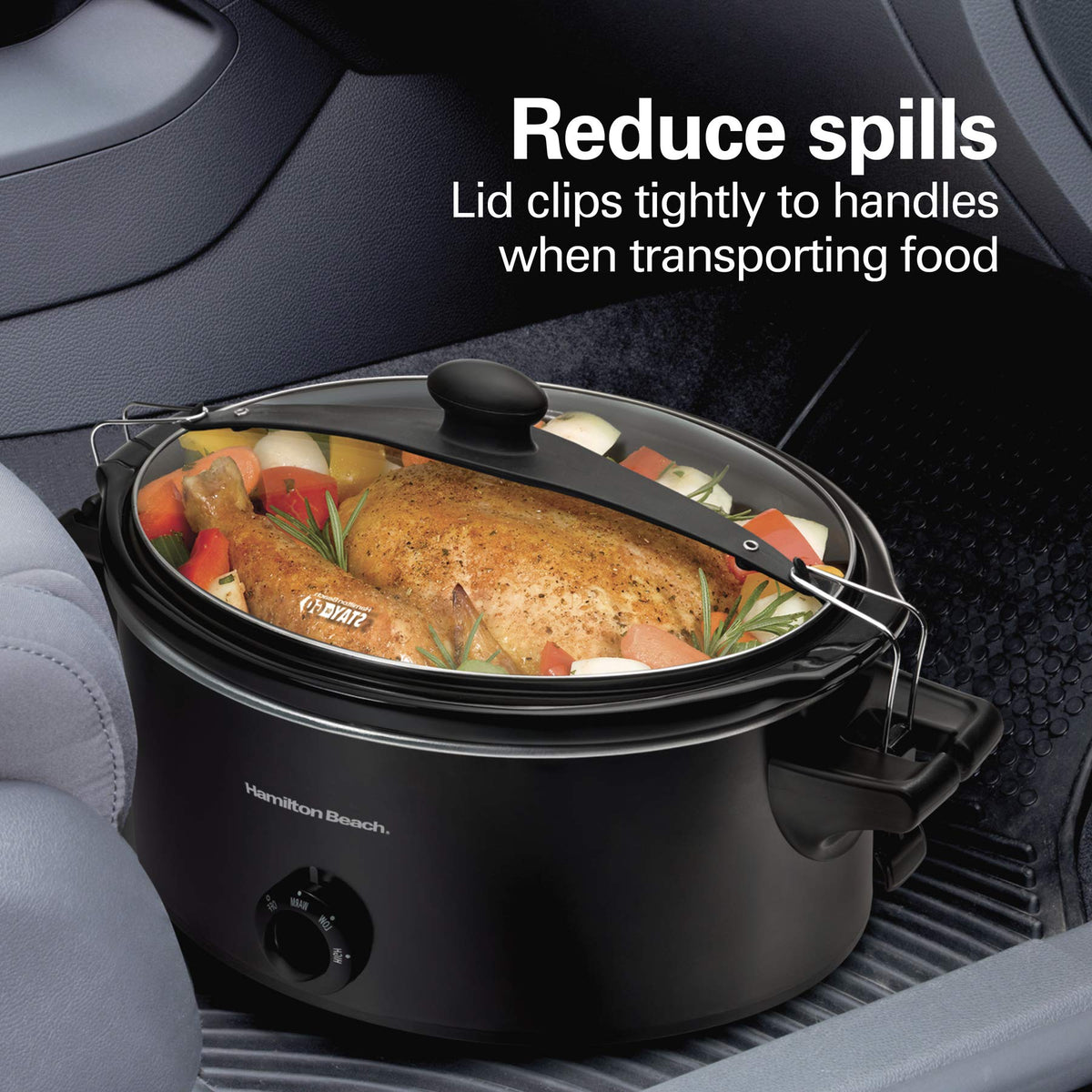 Hamilton Beach Stay or Go 6-quart crock is dishwasher-safe for quick cleanup.