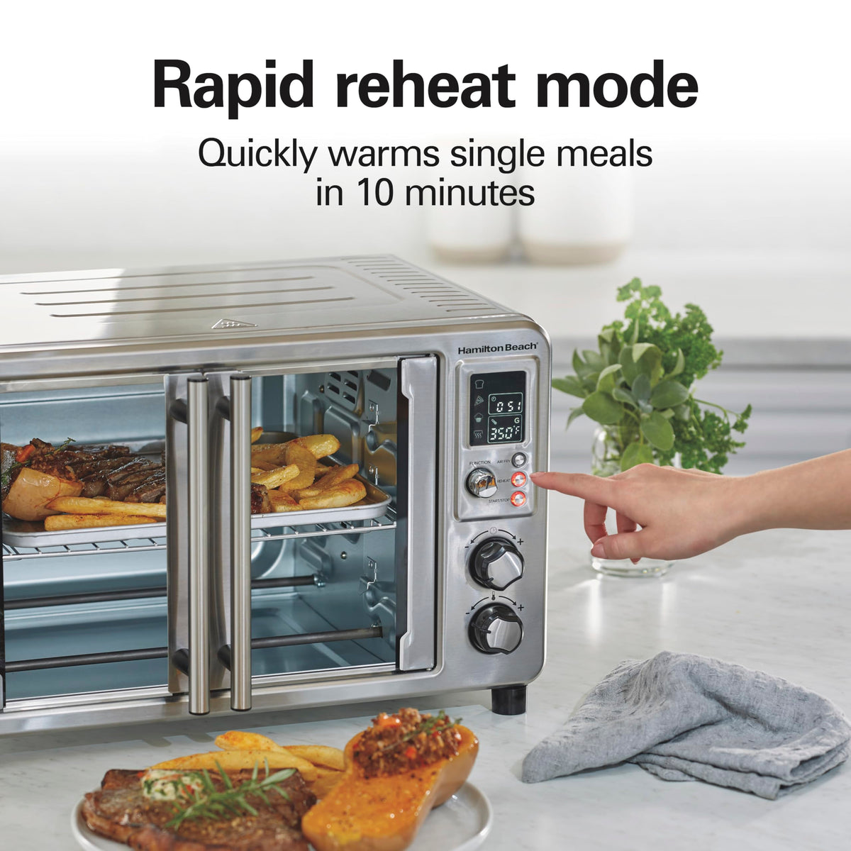 Rapid reheat quickly warms single portions for busy days