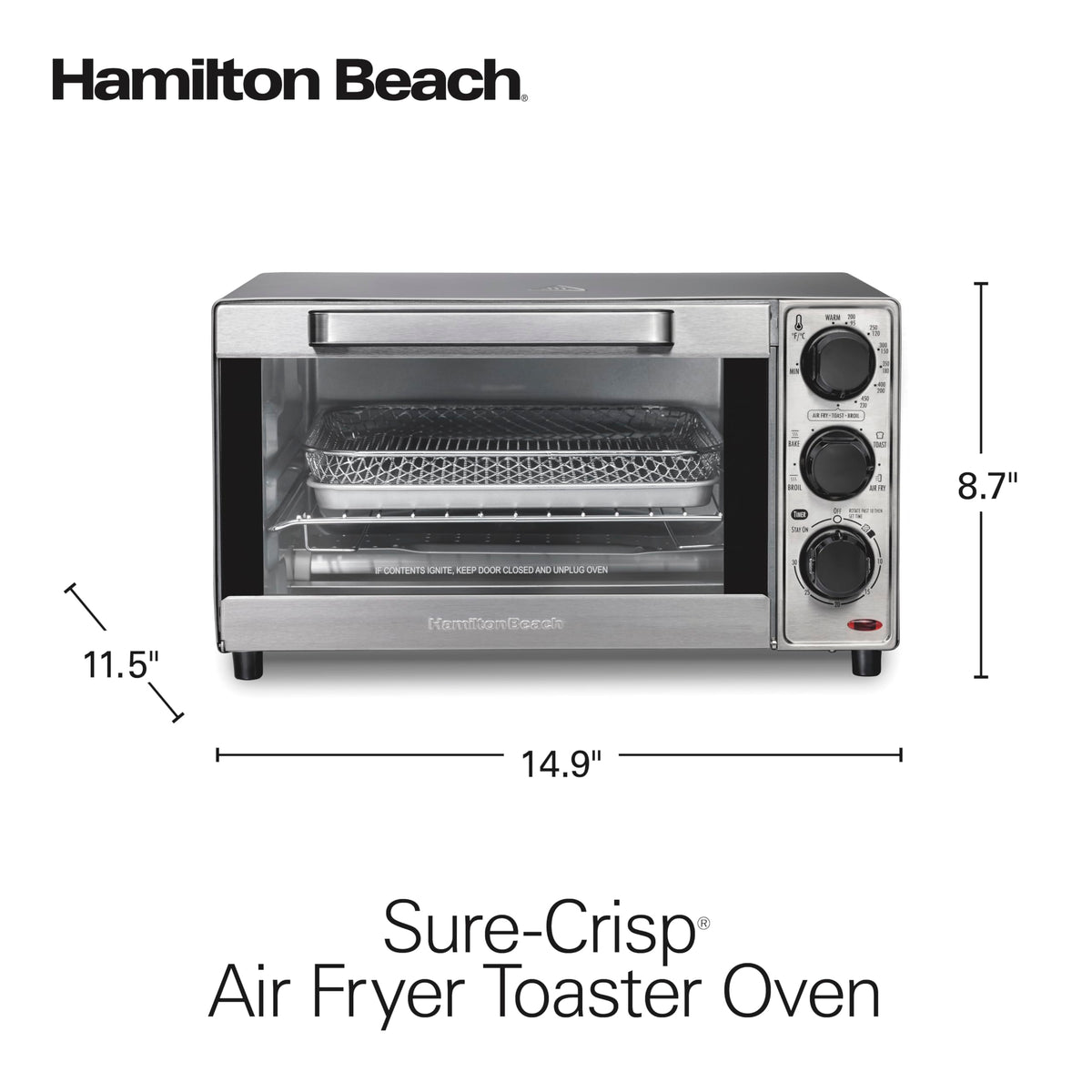 Hamilton Beach Sure-Crisp compact countertop design fits any kitchen