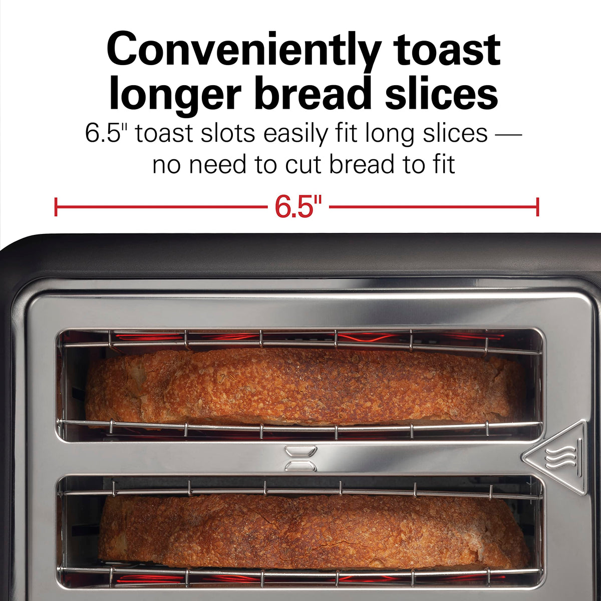 Close-up of Hamilton Beach Sure-Toast technology for even browning across slices.