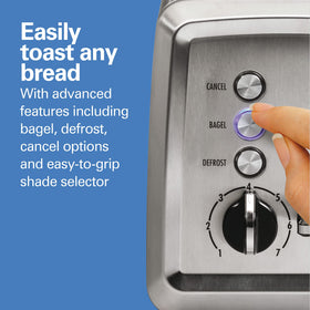 Hamilton Beach toaster bagel setting delivers crisp, even toasting for bagels.