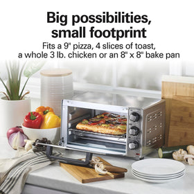 Hamilton Beach toaster oven control panel with simple settings for daily use