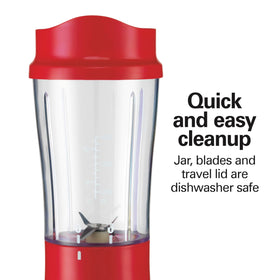 Hamilton Beach travel lid seals the jar for transport.