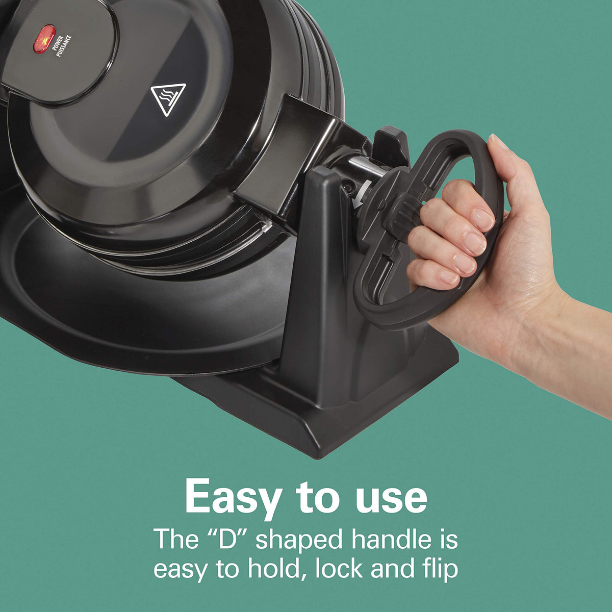 Removable nonstick grids on Hamilton Beach waffle iron for easy cleaning