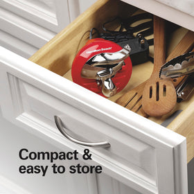 Hamilton Beach Walk 'n Cut compact design fits in a kitchen drawer