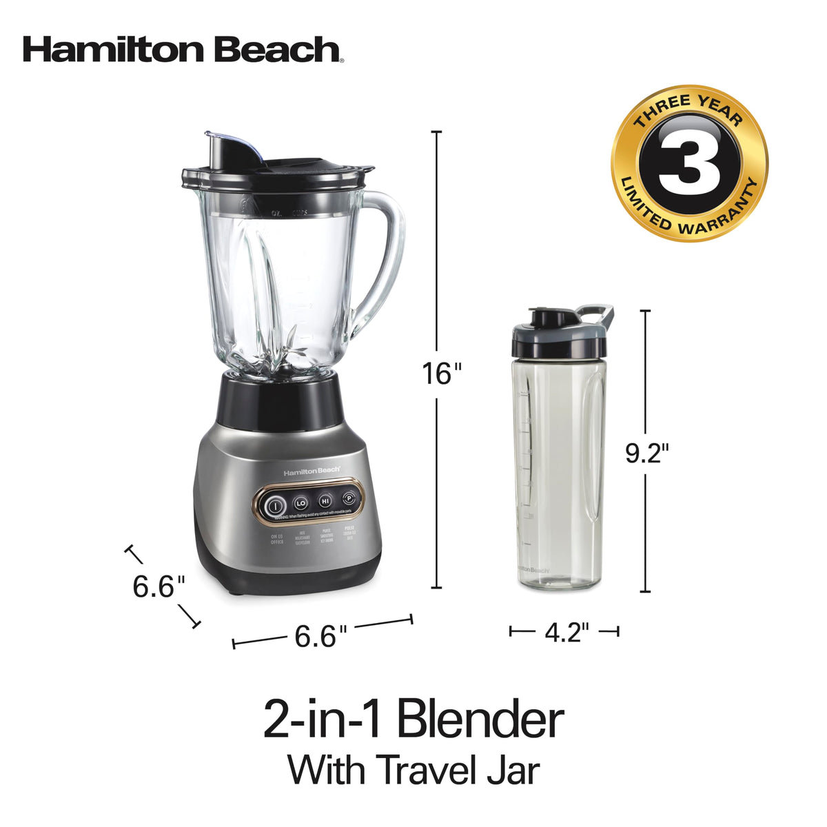 Hamilton Beach blades and jars are dishwasher safe.