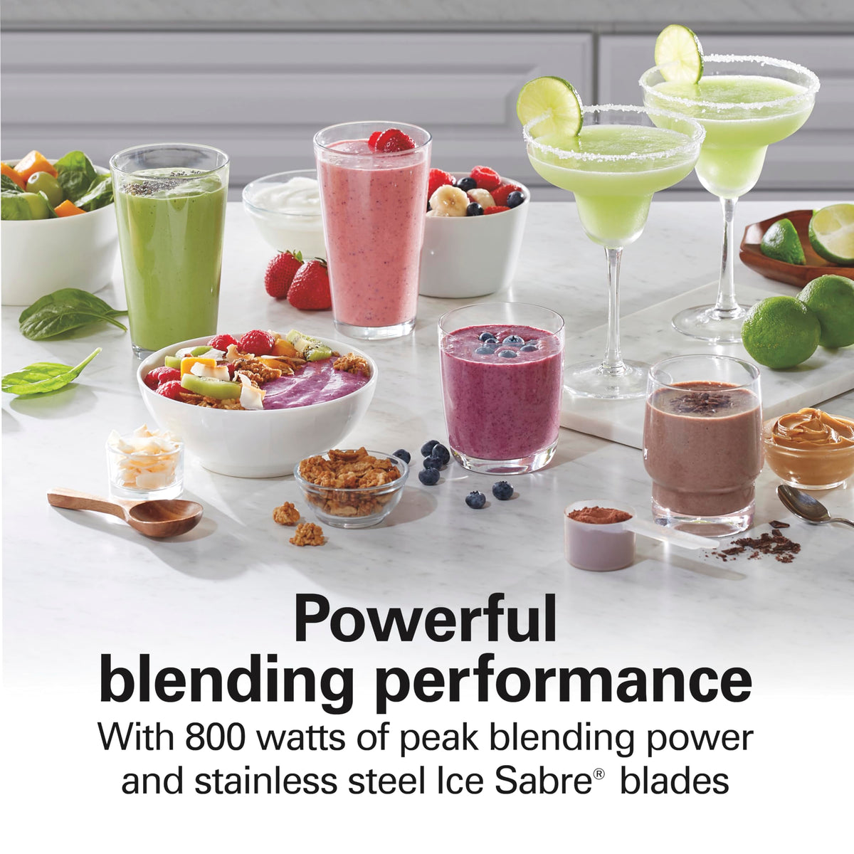 Hamilton Beach ice-crushing blades for icy drinks and frozen fruit.