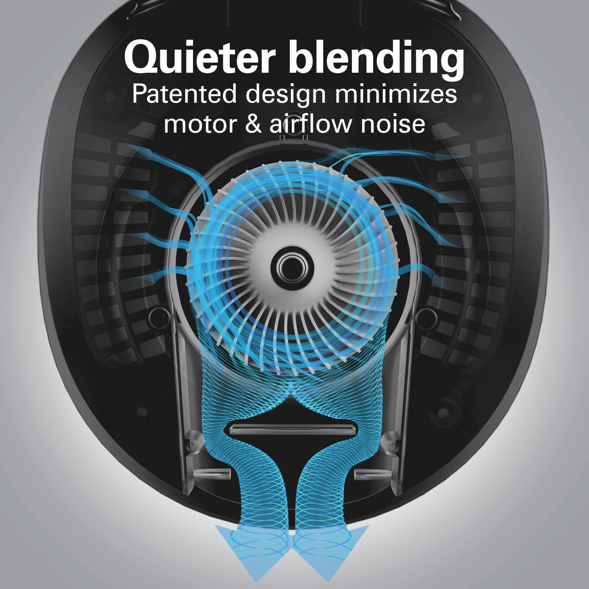 Hamilton Beach quiet design reduces motor noise during blending.