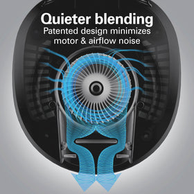 Hamilton Beach quiet design reduces motor noise during blending.
