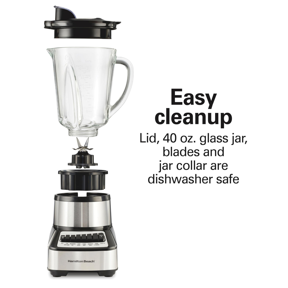 Hamilton Beach Wave Crusher Blender dishwasher safe parts for easy cleanup
