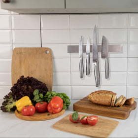 Hamletoff 12-inch knife strip close-up shows rust-resistant stainless steel.