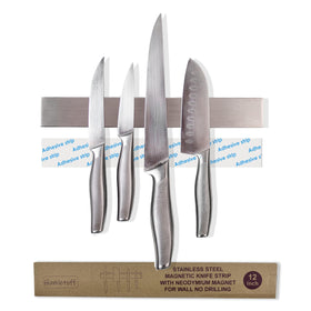 Hamletoff knife strip wall mount keeps knives neatly organized and within reach.
