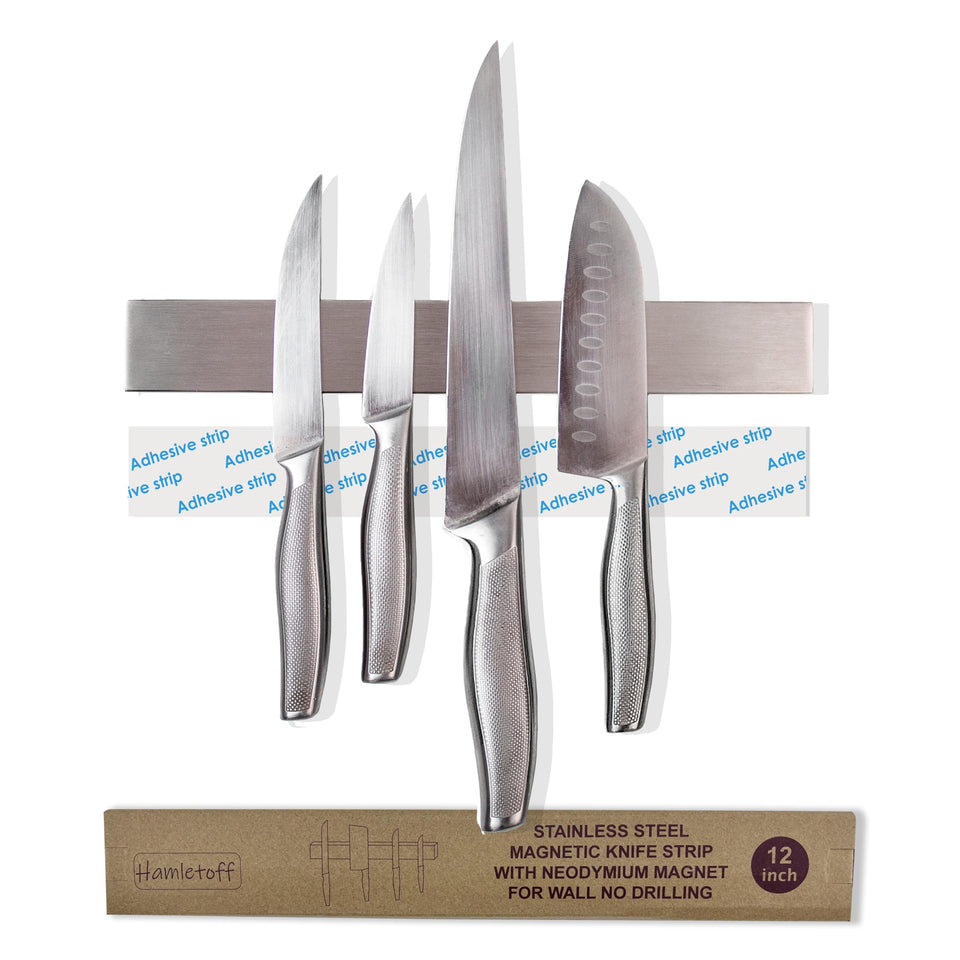 Hamletoff knife strip wall mount keeps knives neatly organized and within reach.