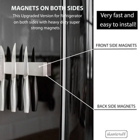 Hamletoff wall-mount knife strip mounted on smooth wall for organized kitchen storage.