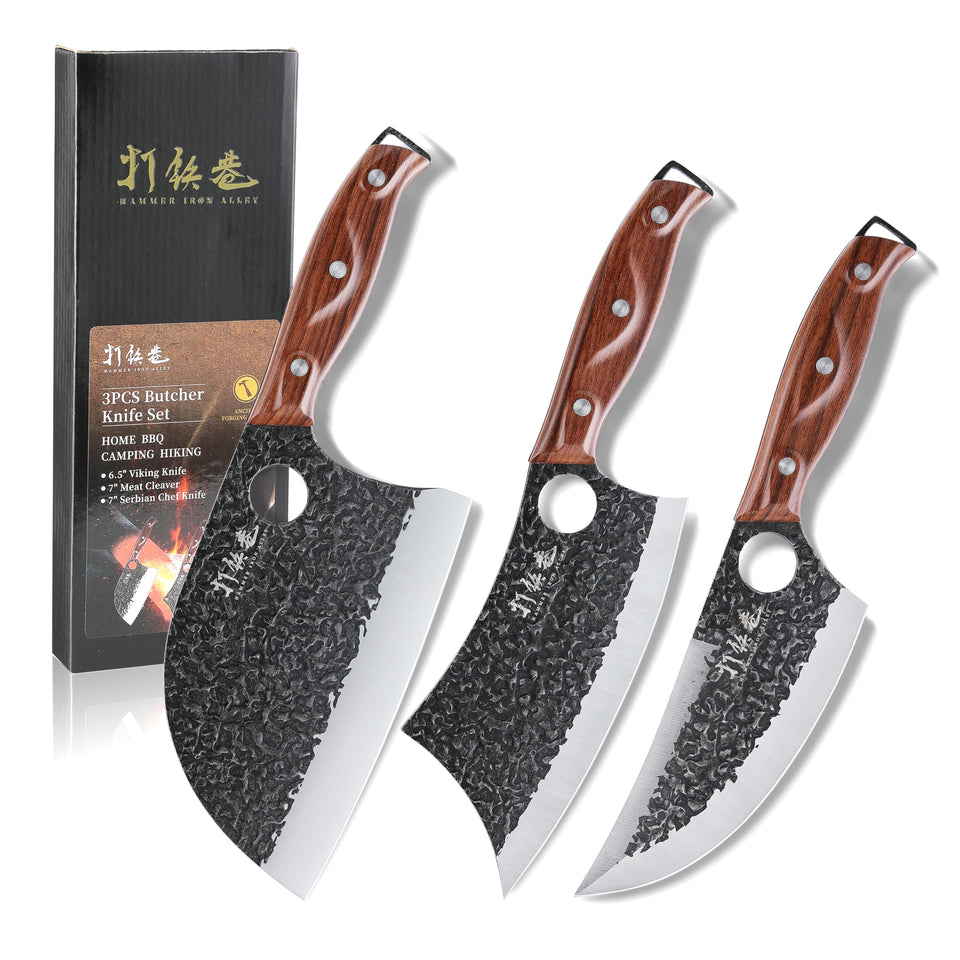 Hammer Iron Alley 7 inch Serbian Chef Knife for precise slicing.