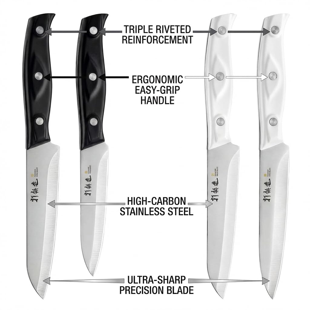 HAMMER IRON ALLEY paring knife set black 4.5 inch blade for clean cuts
