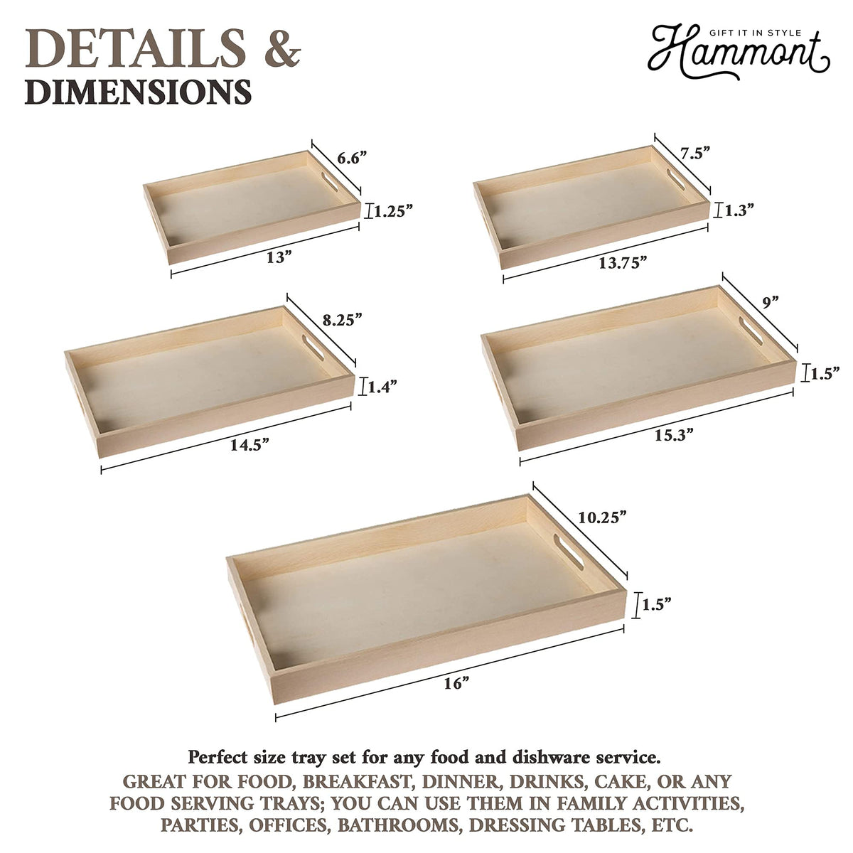 Hammont tray set enhances decor with unique rustic texture
