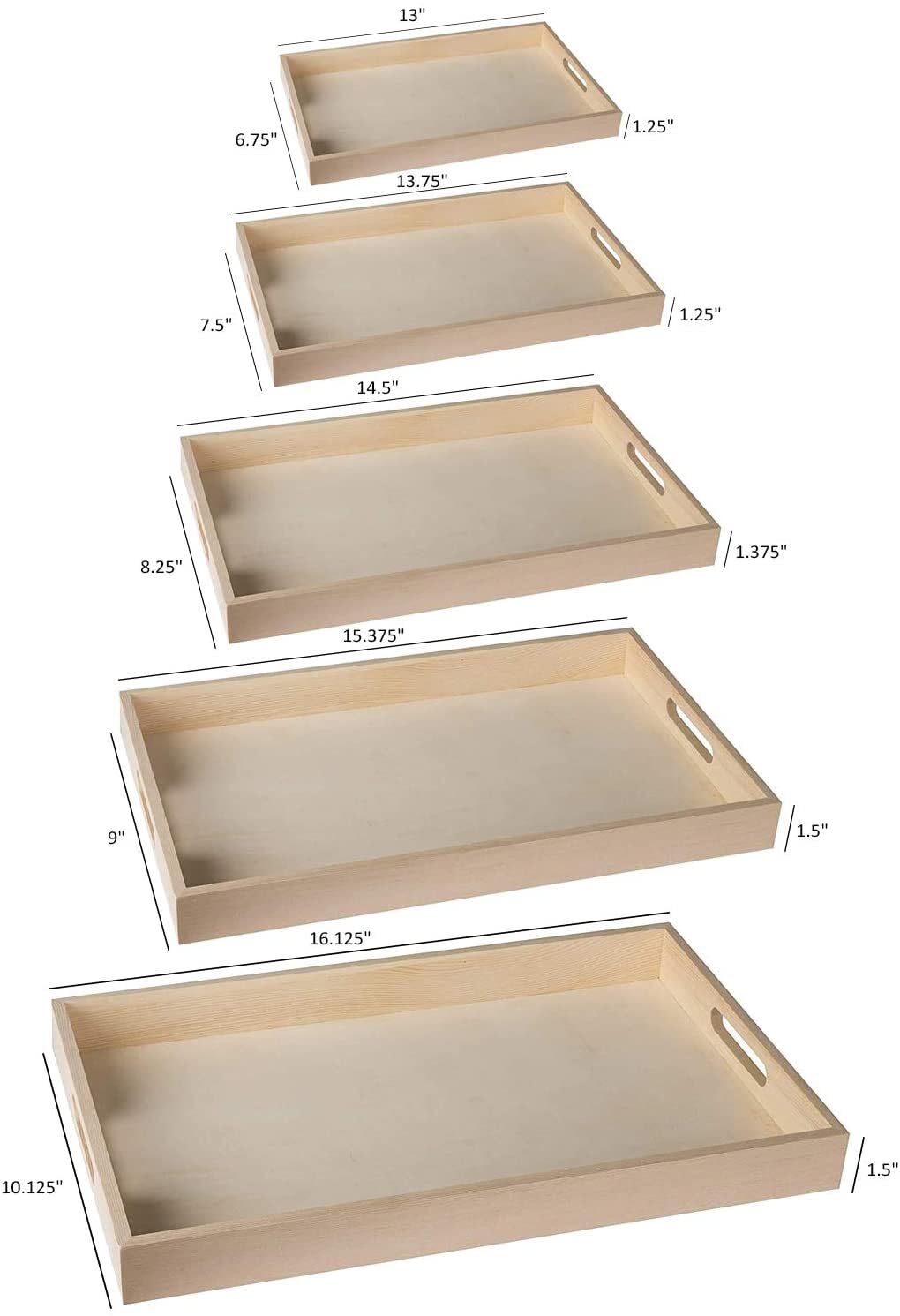 Hammont wood serving trays stack neatly for compact storage and tidy spaces