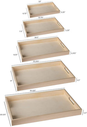 Hammont wood serving trays stack neatly for compact storage and tidy spaces