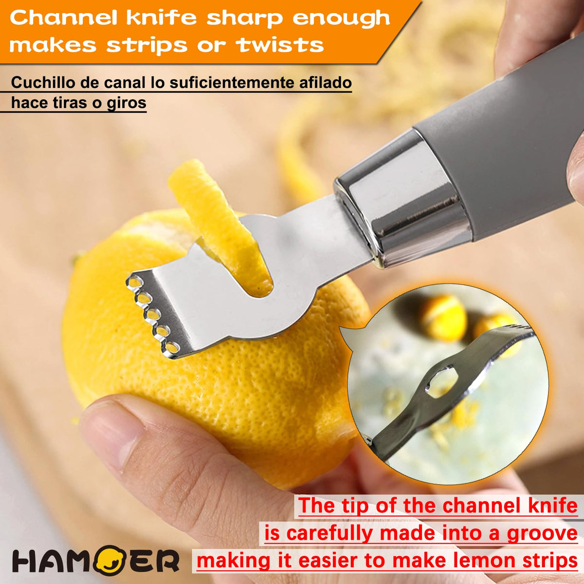 HAMOER ergonomic curved-handle design provides a comfortable, non-slip grip during prep