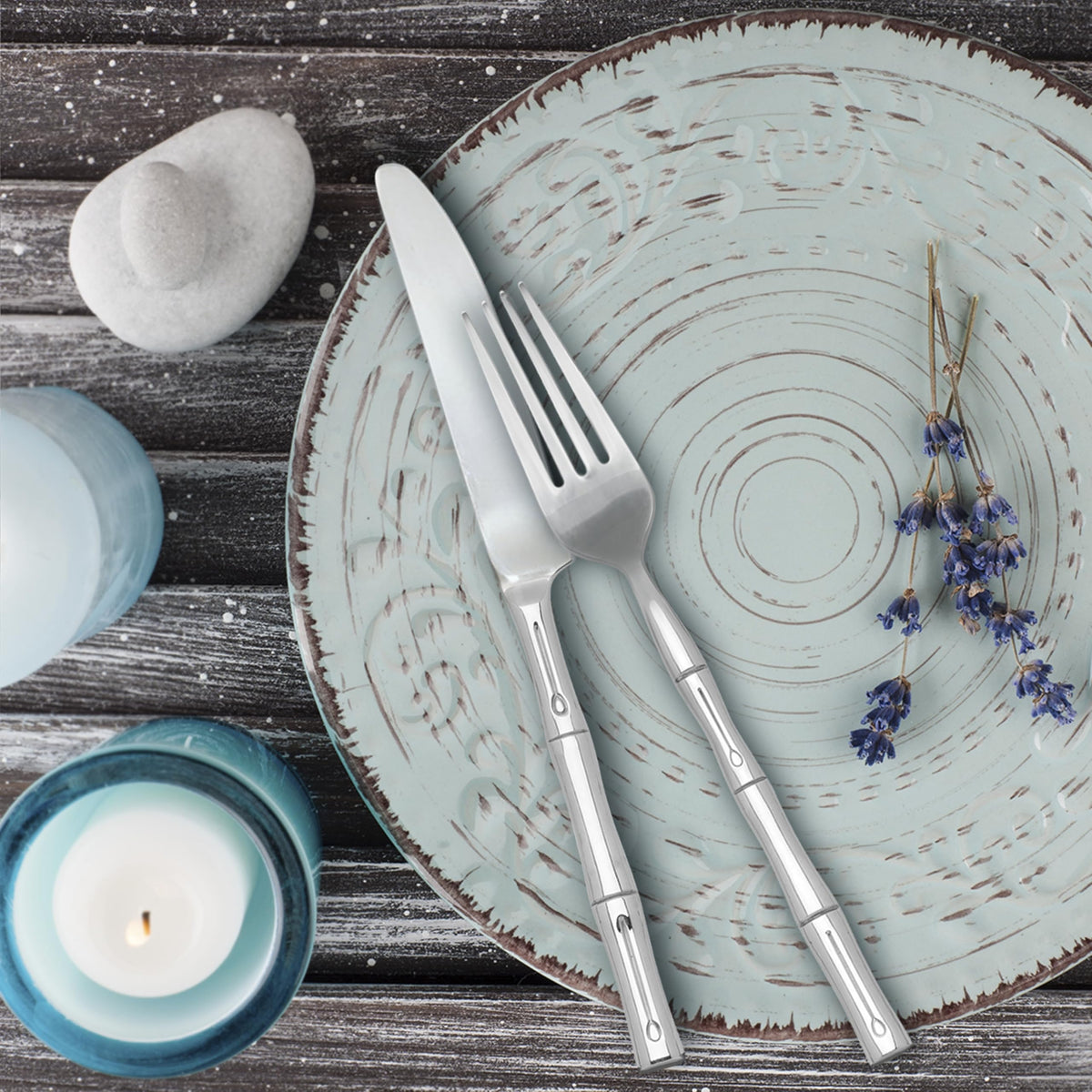 Hampton Forge Bamboo soup spoon with round bowl for generous portions.