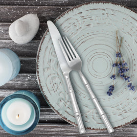 Hampton Forge Bamboo soup spoon with round bowl for generous portions.