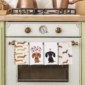 Hanamiya Na absorbent dish towels in dachshund print for fast dish drying