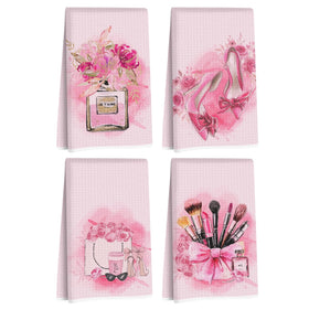 Hanamiya Na pink hand towels in bathroom, 24x14, soft microfiber for quick drying.