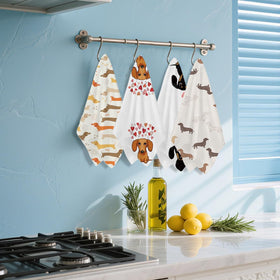 Hanamiya Na weiner dog gift towels shown as a cute, practical hostess present