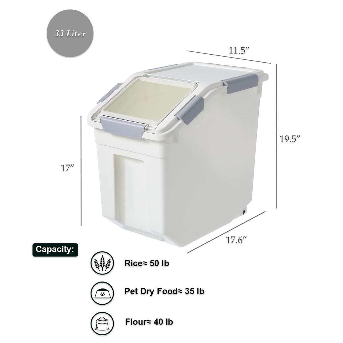 Hanamya airtight silicone-sealed lid keeps moisture out for longer-lasting dry goods.