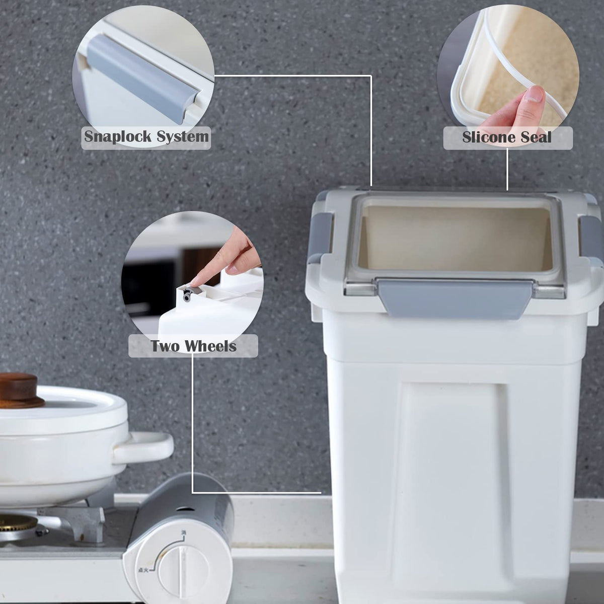 Hanamya six-lock lid provides secure closure for easy access to contents.