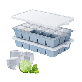 HANCELANT silicone ice cube tray 2-pack with lid for easy-release cubes