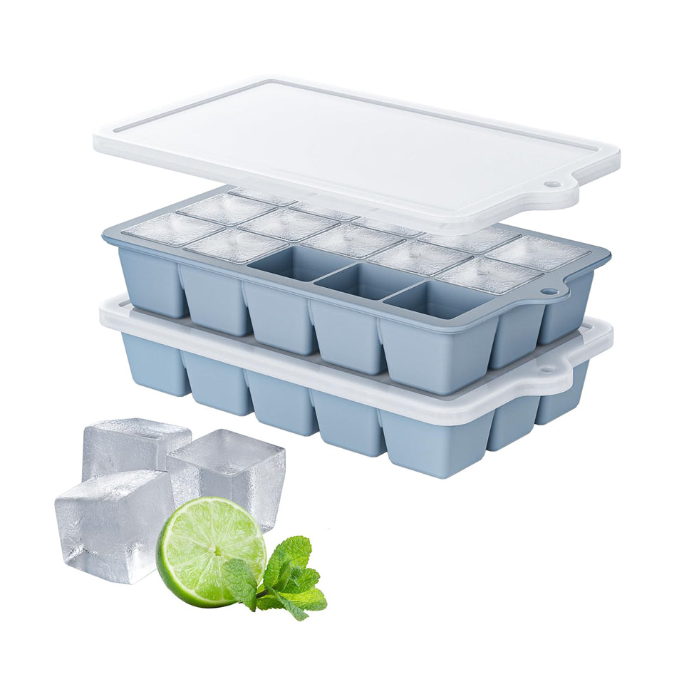 HANCELANT silicone ice cube tray 2-pack with lid for easy-release cubes