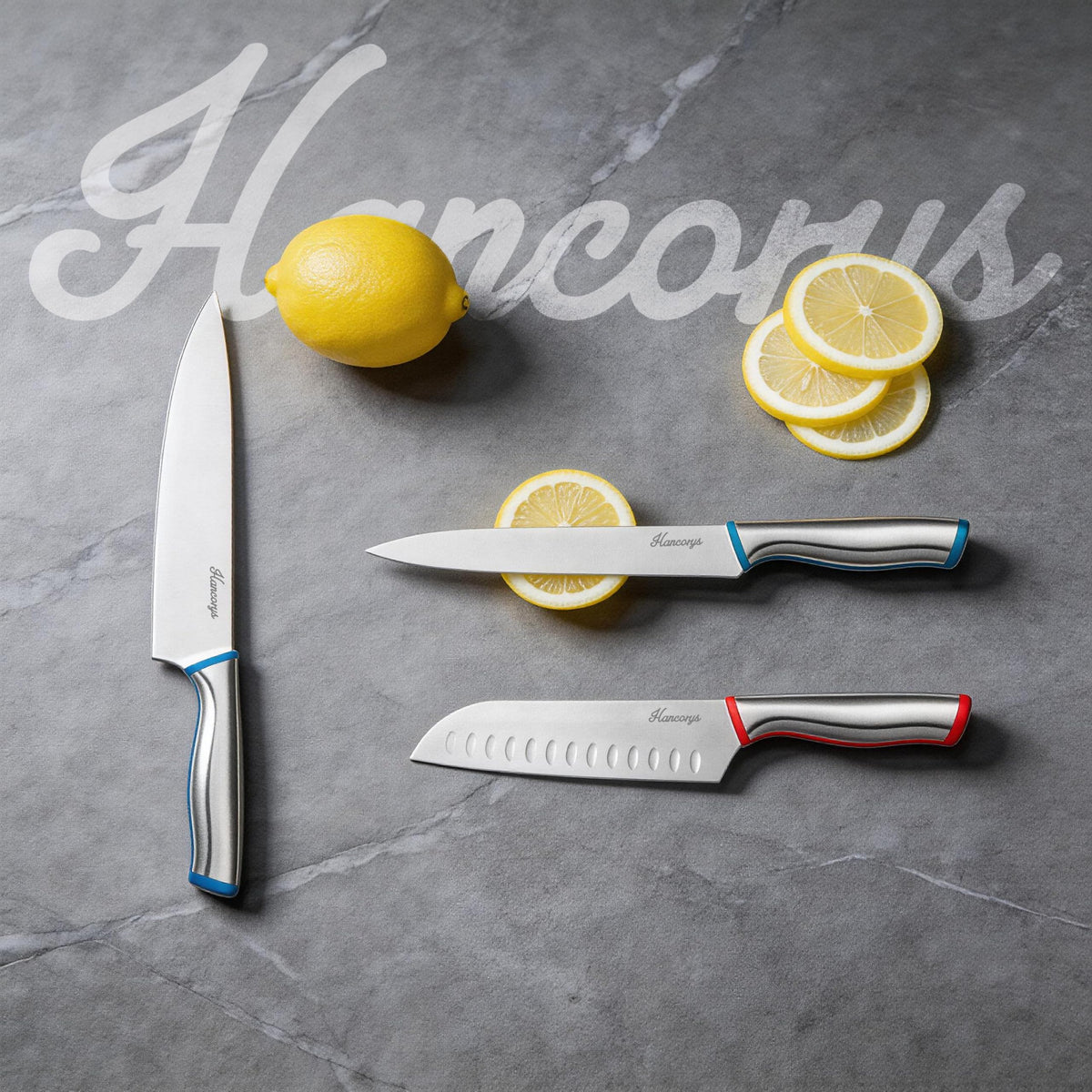 Hancorys 11-piece knife set in daily kitchen use for versatile prep