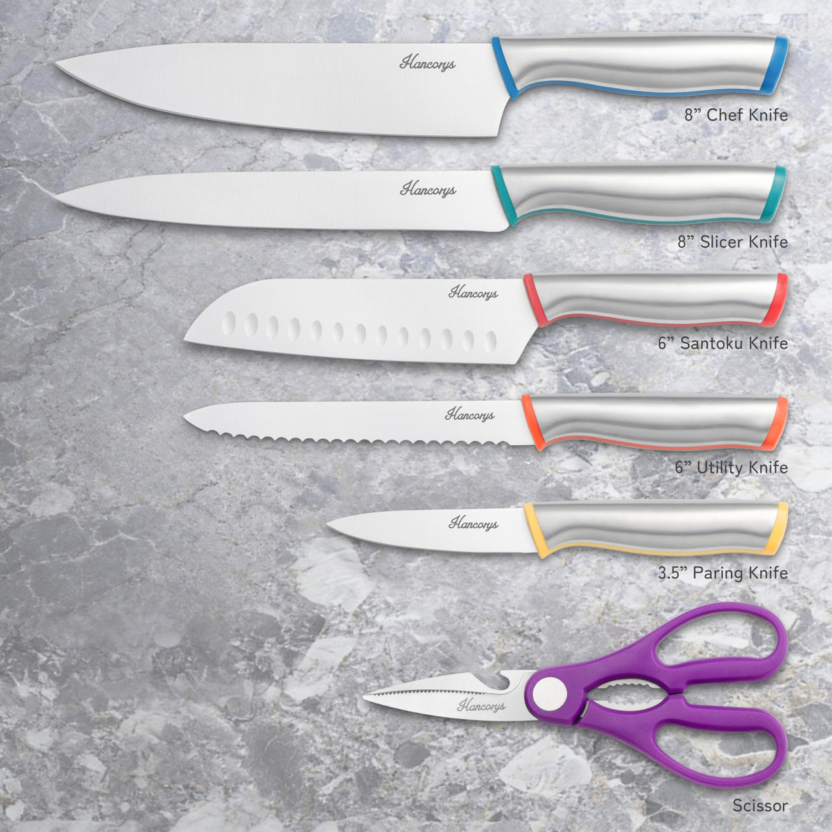 Hancorys knife set shows one-piece construction for added stability
