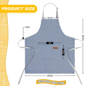 Handepo black striped apron with roomy pockets for grilling and serving.