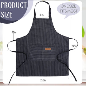 Handepo striped black apron with large pockets for utensils and tools.