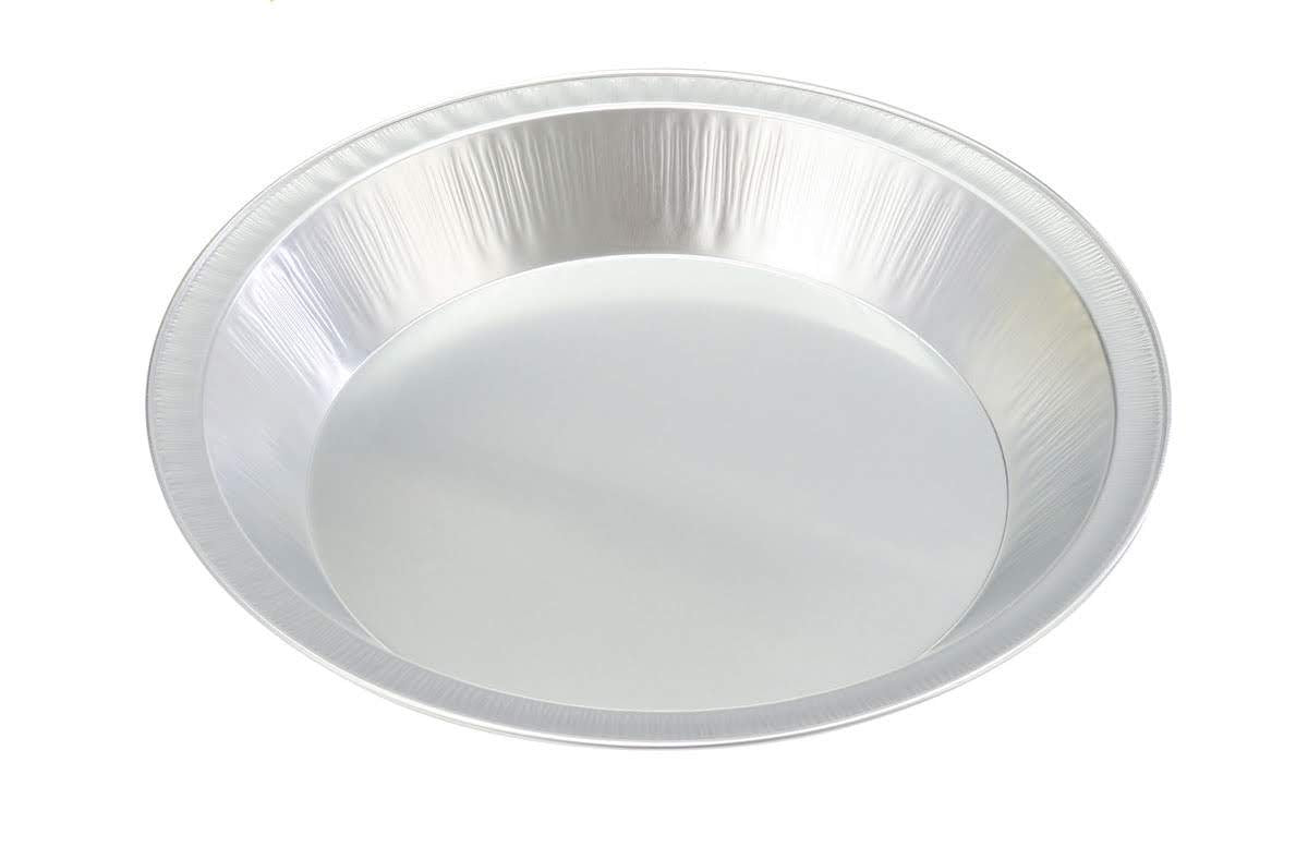 Handi-Foil 9inch pie pan top view, durable aluminum for baking sturdy pies