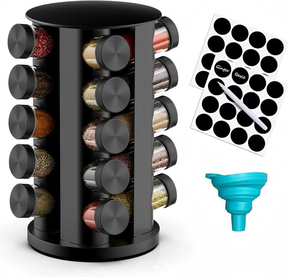 Handisen rotating spice rack 360° for quick spice access.