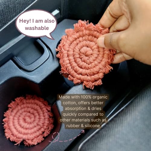 Uruba absorbent car coaster catches condensation to keep cup holders clean
