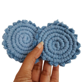 Handmade By Uruba Cloudy Day macrame car coaster close-up highlighting texture