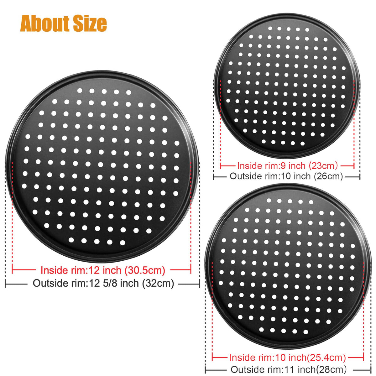 Handook 12-inch perforated pizza pan for uniform browning.