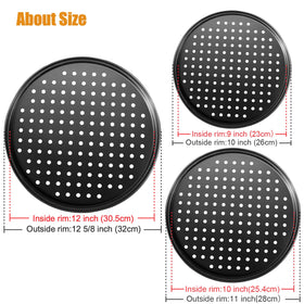 Handook 12-inch perforated pizza pan for uniform browning.